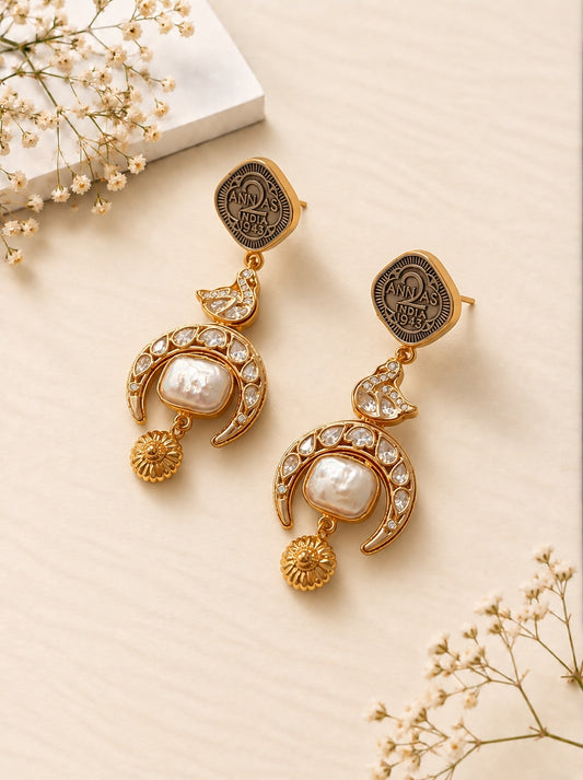 Vintage Coin Kundan Statement Earrings