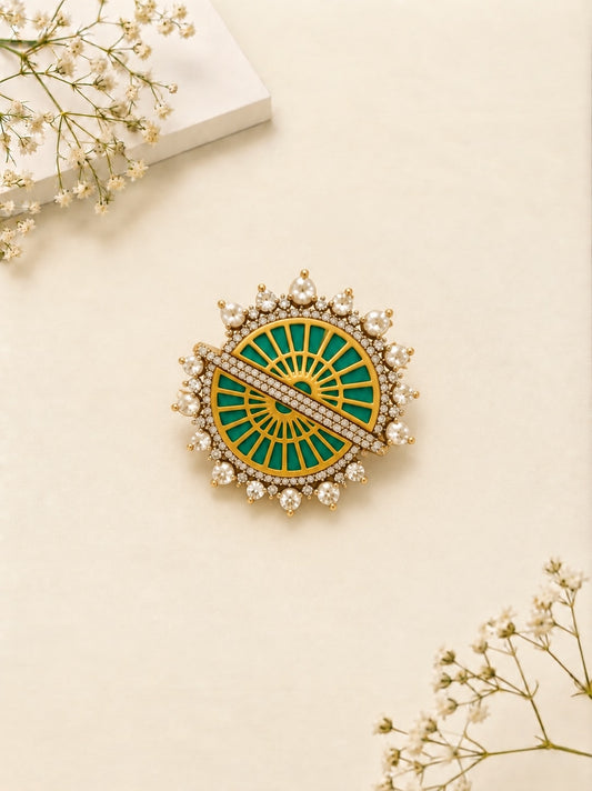 Statement Aqua Studs with Diamonds
