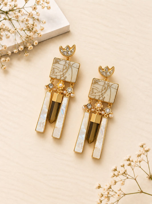 Mother of Pearl & Kundan Fusion Earrings