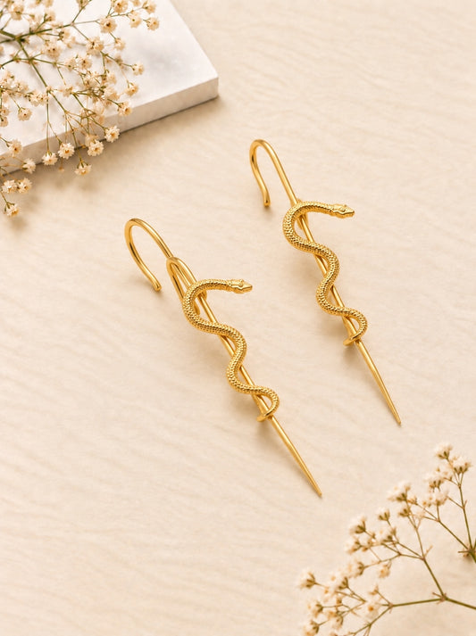 Gold Serpent Earcuffs