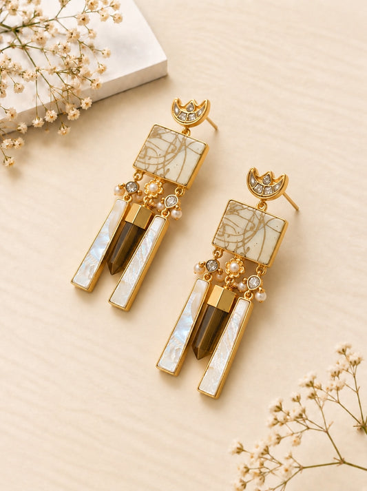 Mother of Pearl & Kundan Fusion Earrings