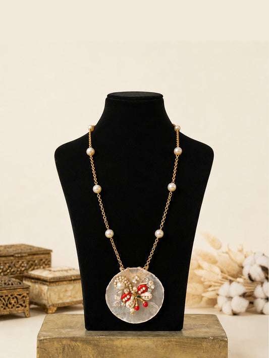 Pearl Cherry Designed Long Necklace