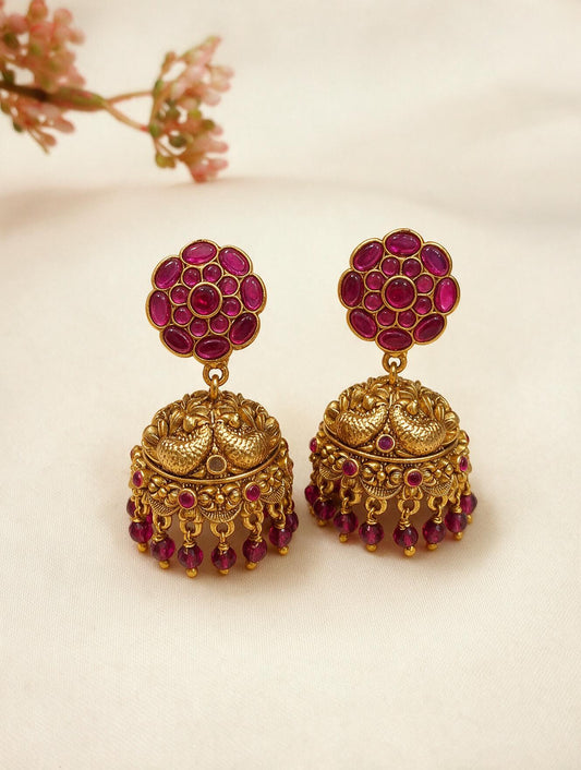Temple Ruby Jhumkas