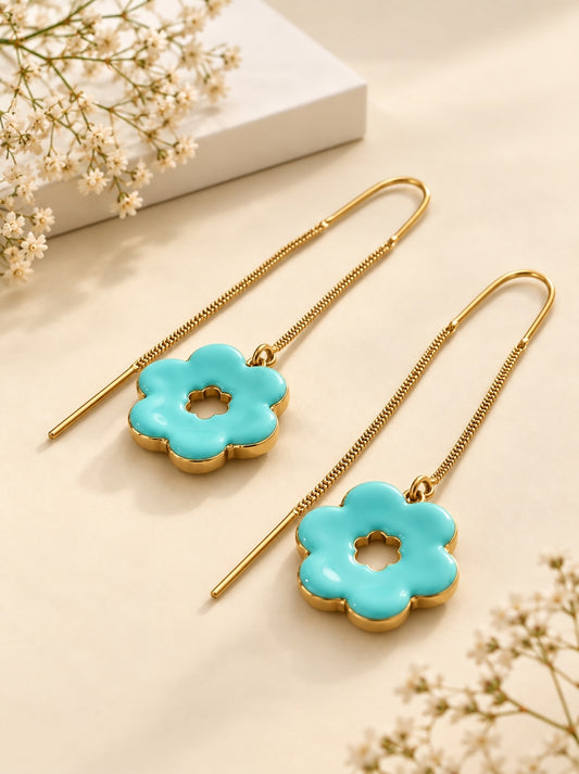 Sui Dhaga Enamel Flower Earrings