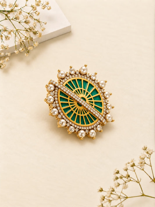 Statement Aqua Studs with Diamonds