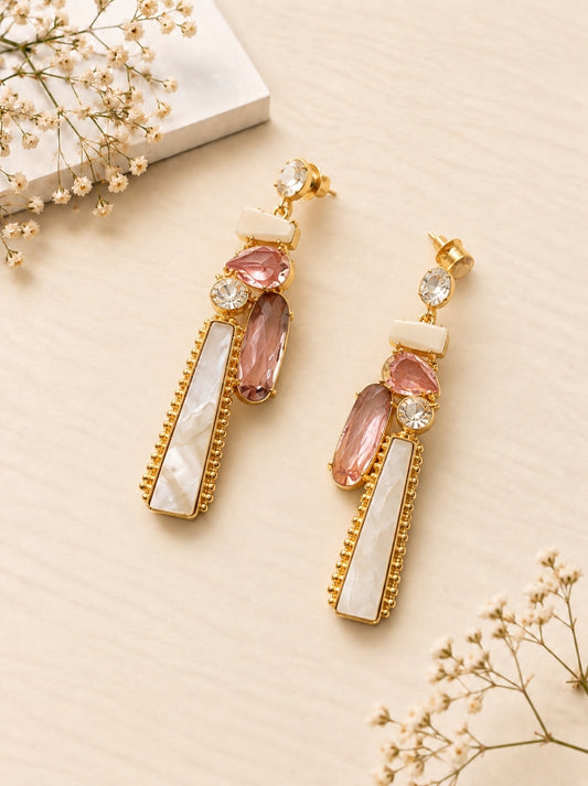 Mother of Pearl & Stone Statement Earrings