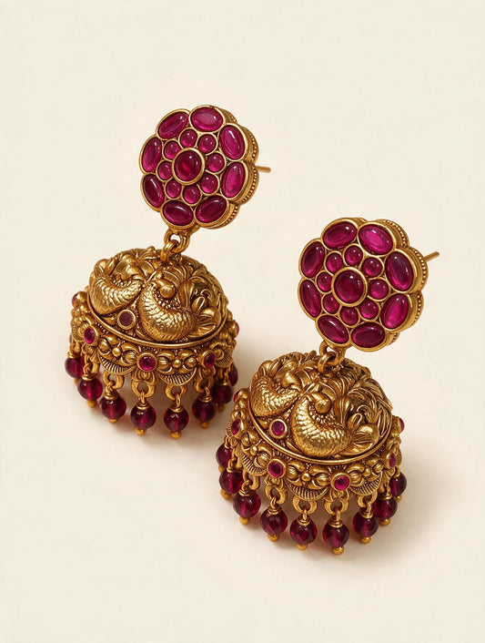 Temple Ruby Jhumkas